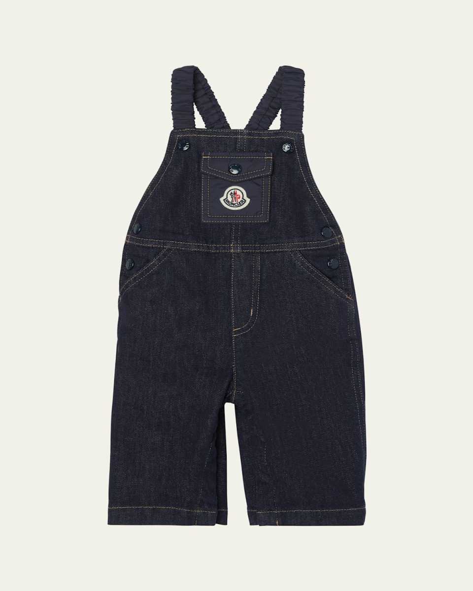 Boy's Logo Patch Denim Overalls, Size 9M-3
